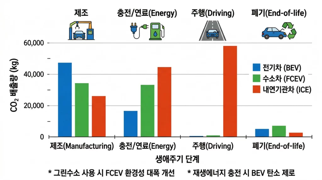 차종별 탄소 발자국 비교 인포그래픽