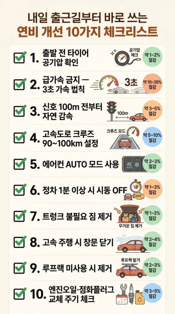 자동차 경제 운전 체크리스트