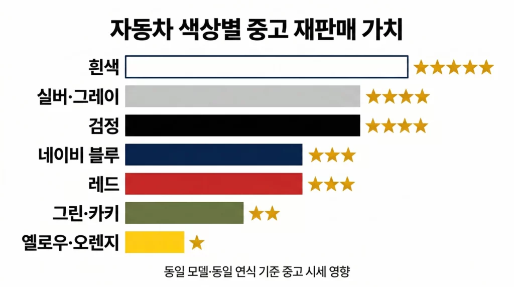 자동차 색상 중고 재판매 가치 비교