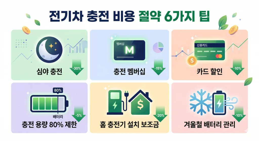 전기차 충전 비용 절약 방법 6가지 인포그래픽