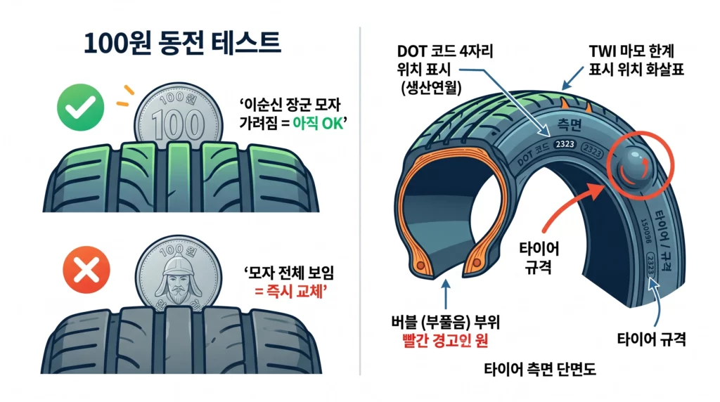 자동차 타이어 교체 시기 자가 진단 인포그래픽