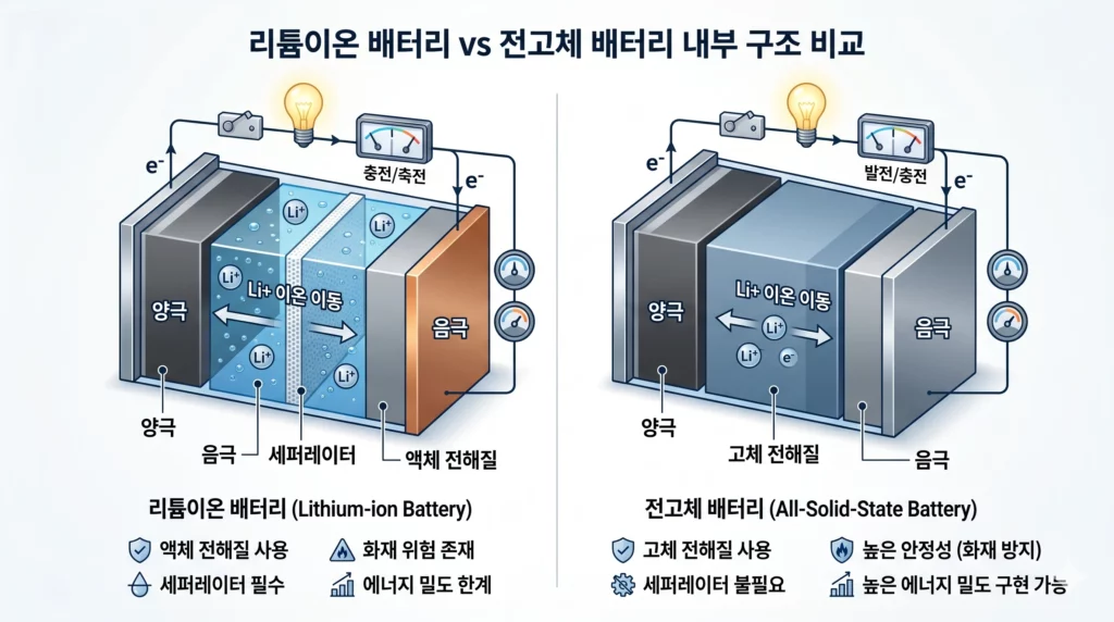 전고체 배터리 내부 구조 비교