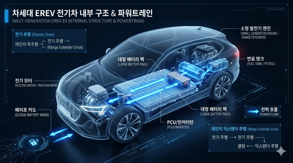 차세대 EREV 하이브리드 내부 구조 이미지