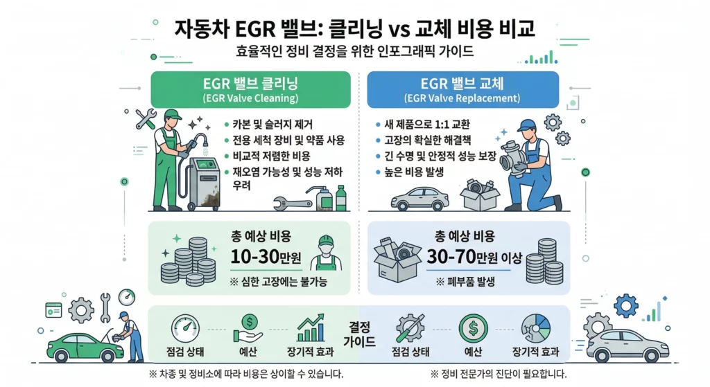 EGR 밸브 교체 비용 비교 인포그래픽