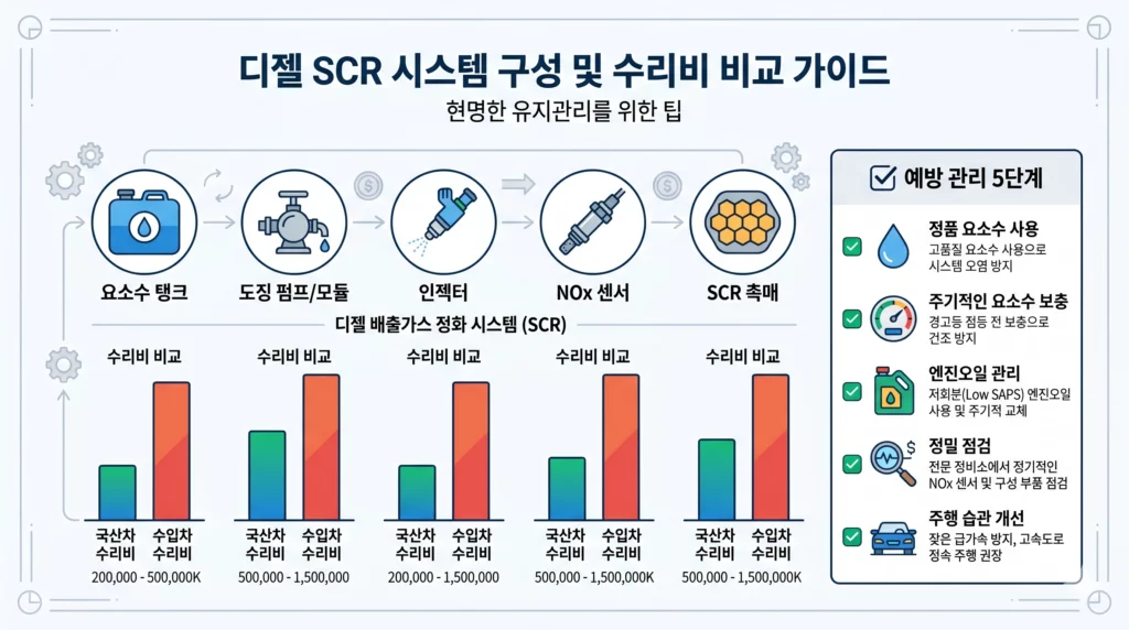 수리비 비교 및 관리 인포그래픽