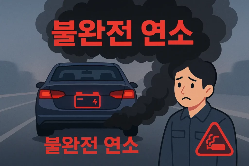 인젝터 고장으로 인한 불완전 연소 — 검은 매연과 DPF 부하 증가