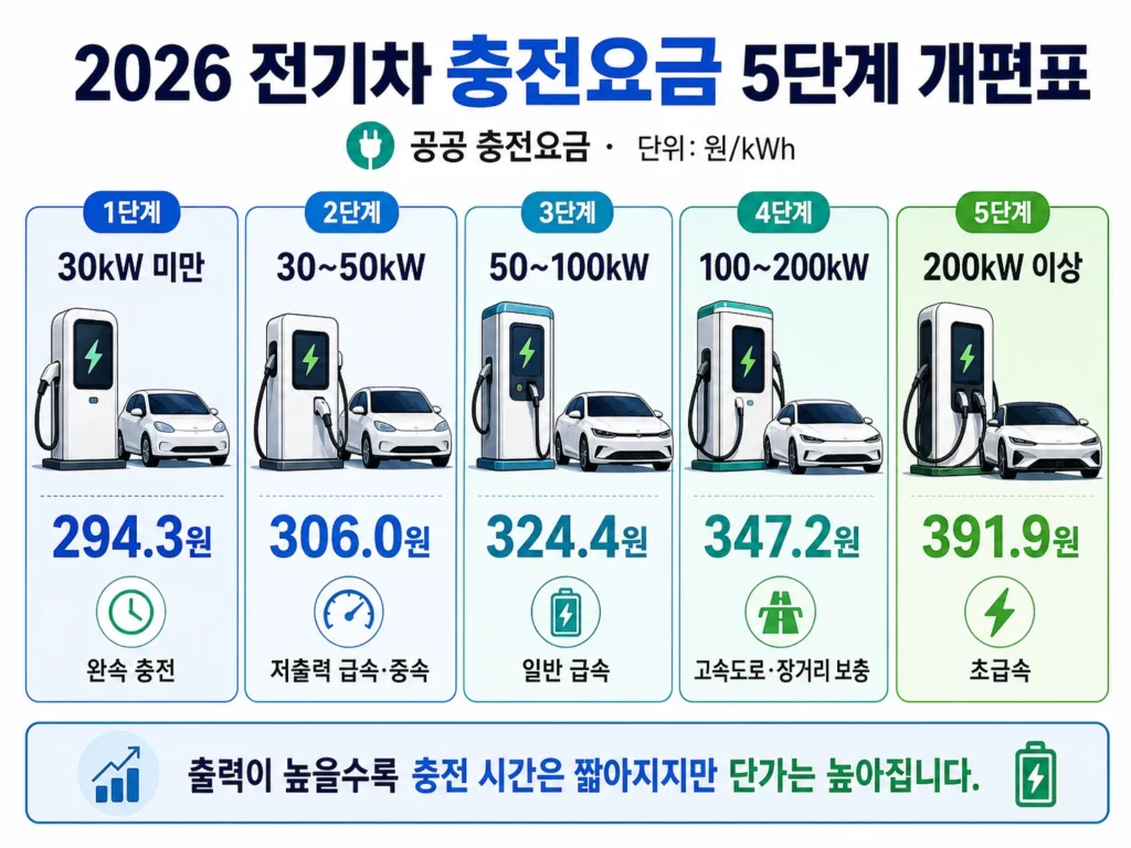 2026 전기차 충전요금 5단계 개편표