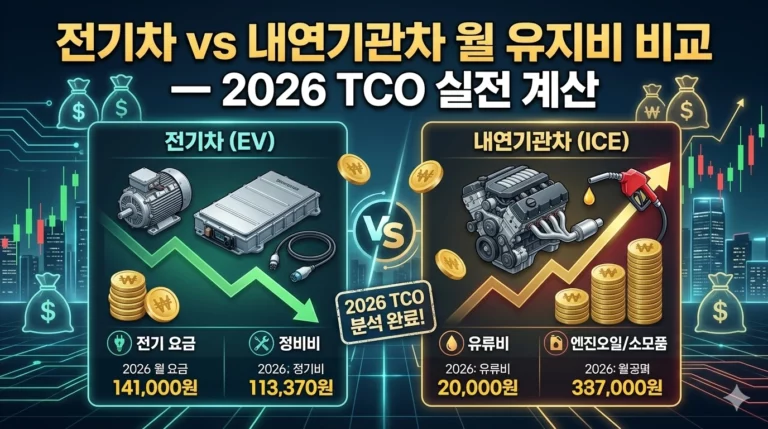 전기차 내연기관차 월 유지비용 비교 알아보기 대표 이미지
