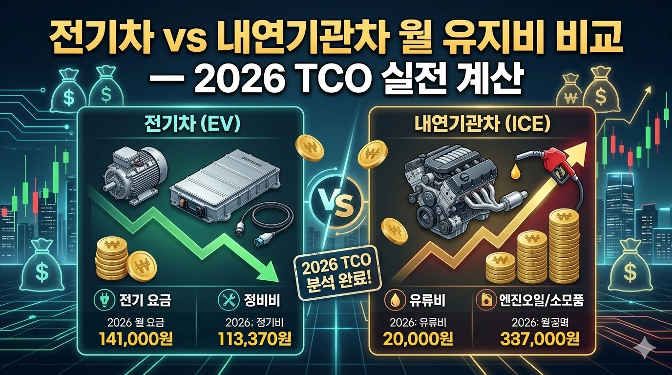 전기차 내연기관차 월 유지비용 비교 알아보기 대표 이미지