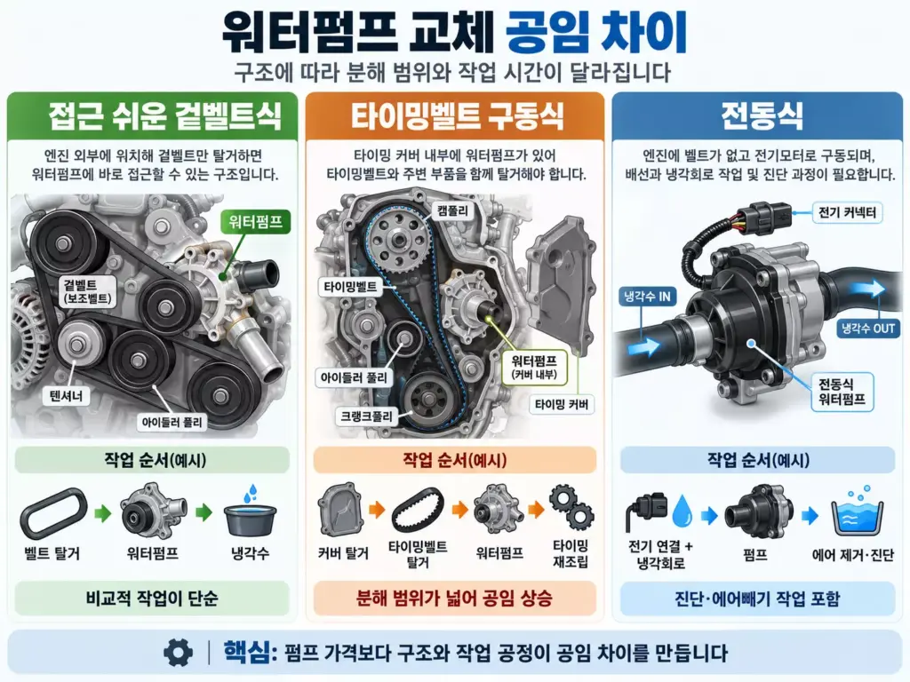 워터펌프 교체 공임 차이 이미지