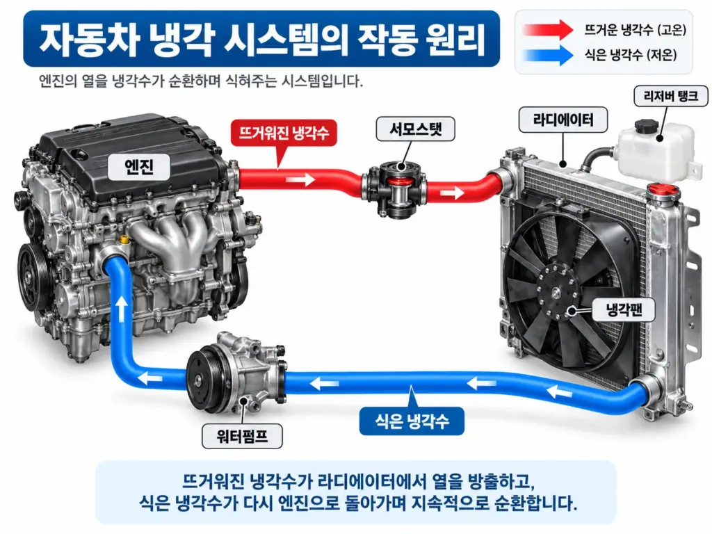 자동차 엔진 냉각계통의 냉각수 순환 구조