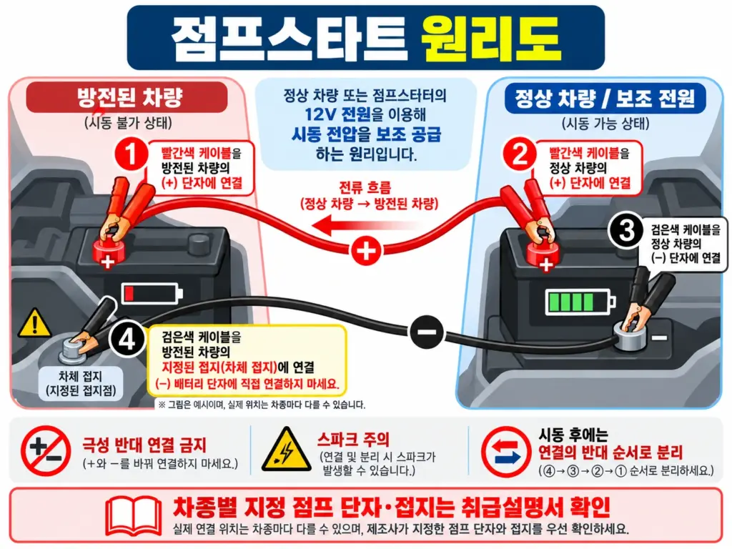점프스타트 원리와 안전 연결 안내